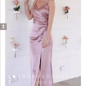 Revelry Rory Bridesmaid Dress (Rose Quartz satin)